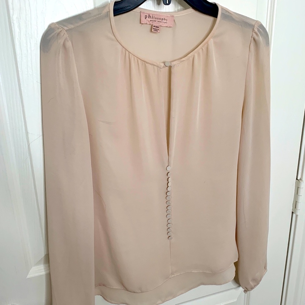 Philosophy Petite Light Pink Flowy Blouse P/XS